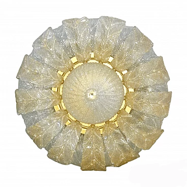 Transparent and amber Murano glass ceiling lamp, 2000s