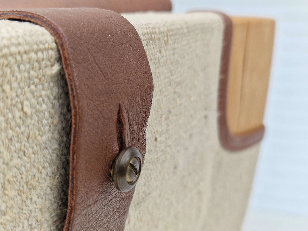 Danish leather and curved beech armchair by Jeki Møbler, 1980s 17