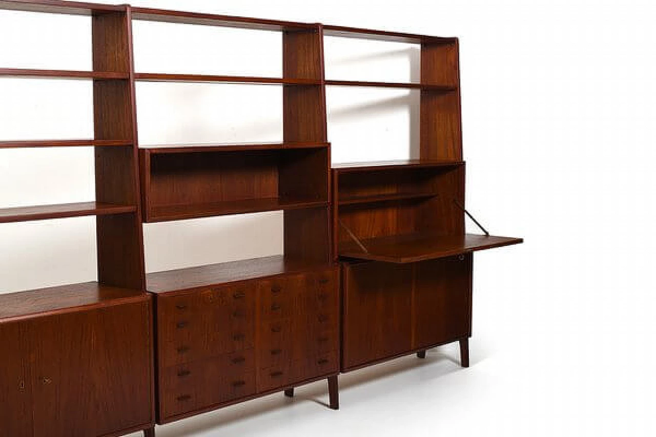 Danish teak bookcase with compartments and drawers, 1950s 5