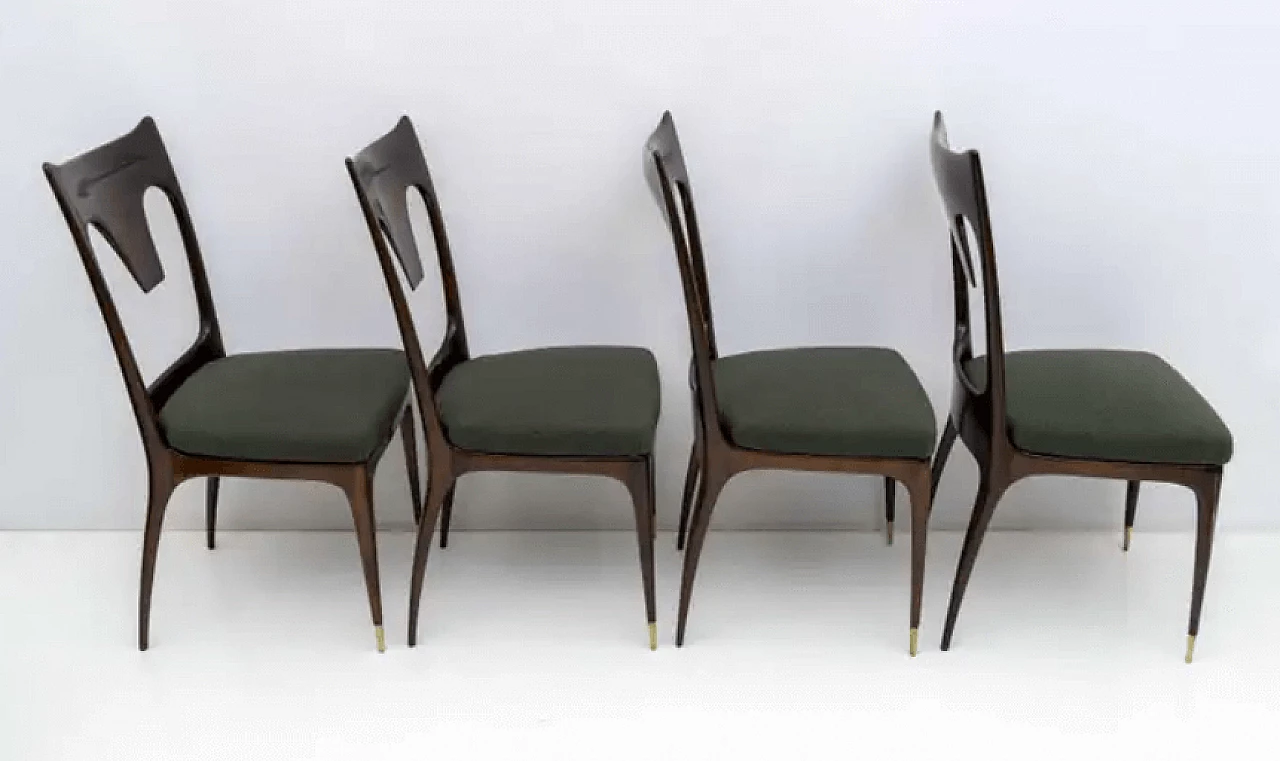 4 Walnut and bouclé dining chairs by Ico & Luisa Parisi, 1950s 4