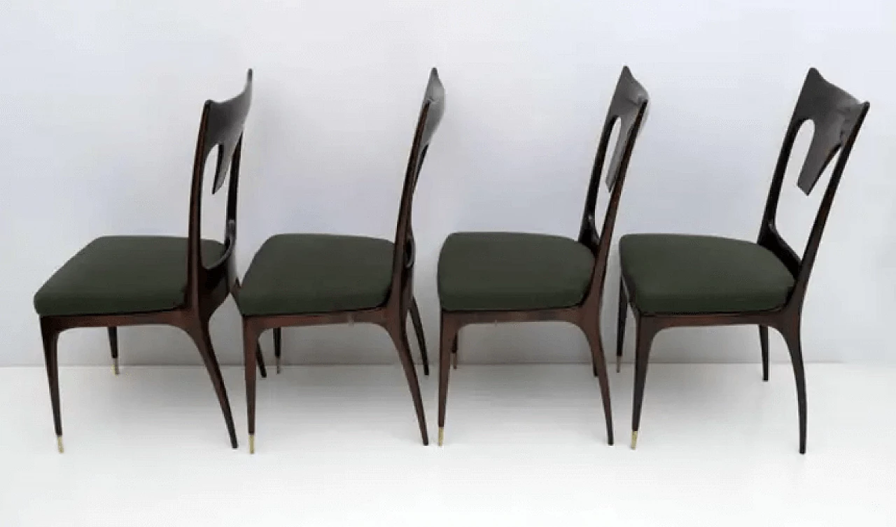 4 Walnut and bouclé dining chairs by Ico & Luisa Parisi, 1950s 6