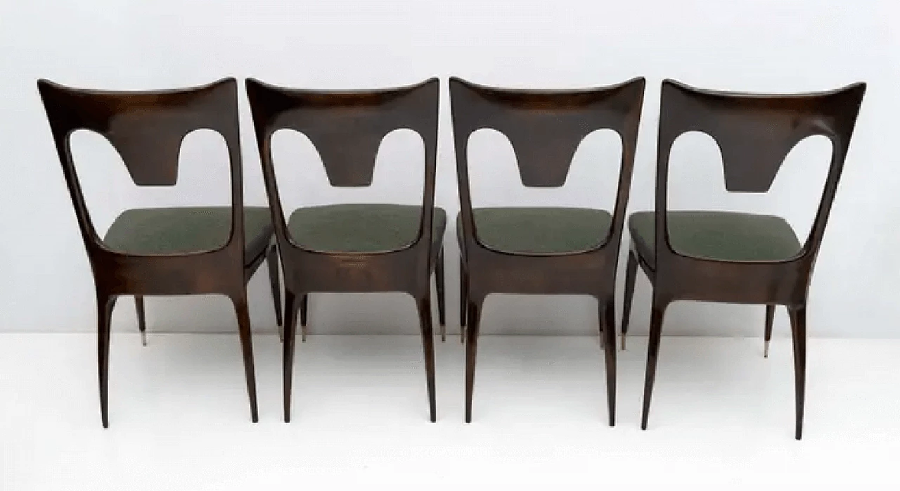 4 Walnut and bouclé dining chairs by Ico & Luisa Parisi, 1950s 10