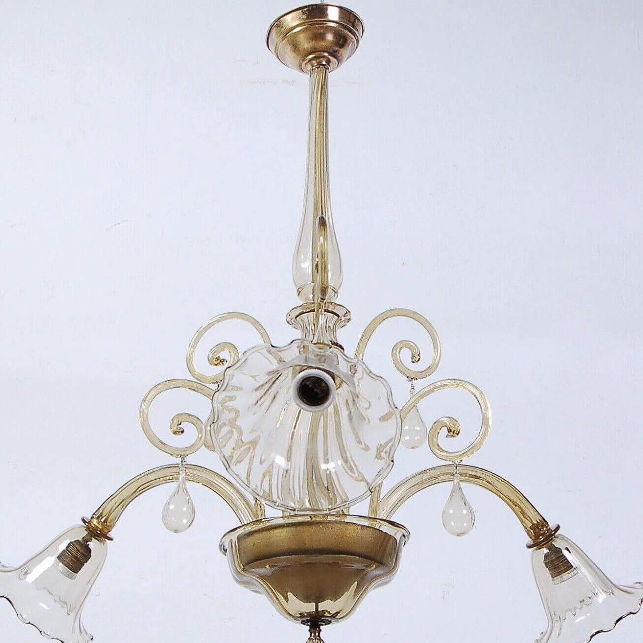 Murano glass chandelier with 3 bells, 1940s 8