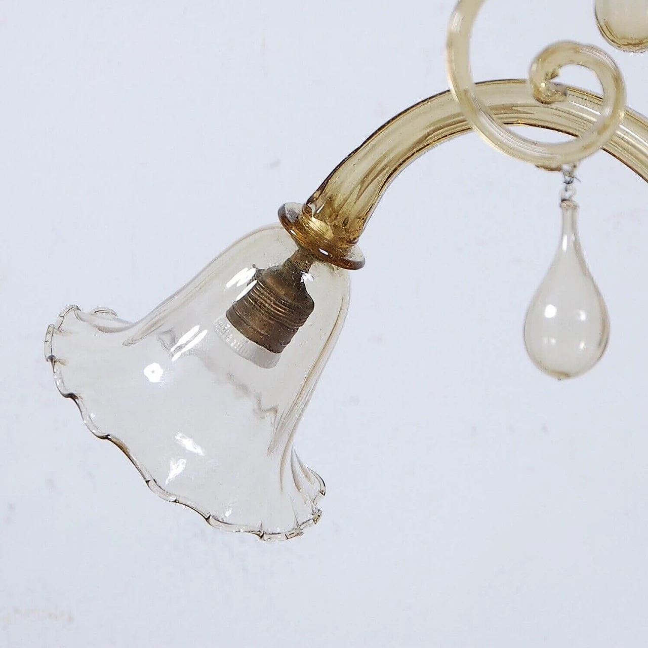 Murano glass chandelier with 3 bells, 1940s 10