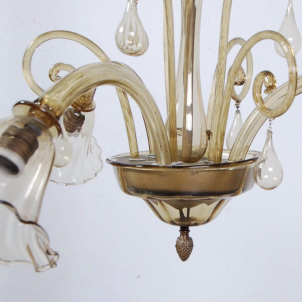 Murano glass chandelier with 3 bells, 1940s 11