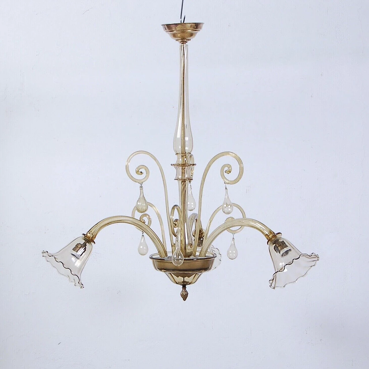 Murano glass chandelier with 3 bells, 1940s 12