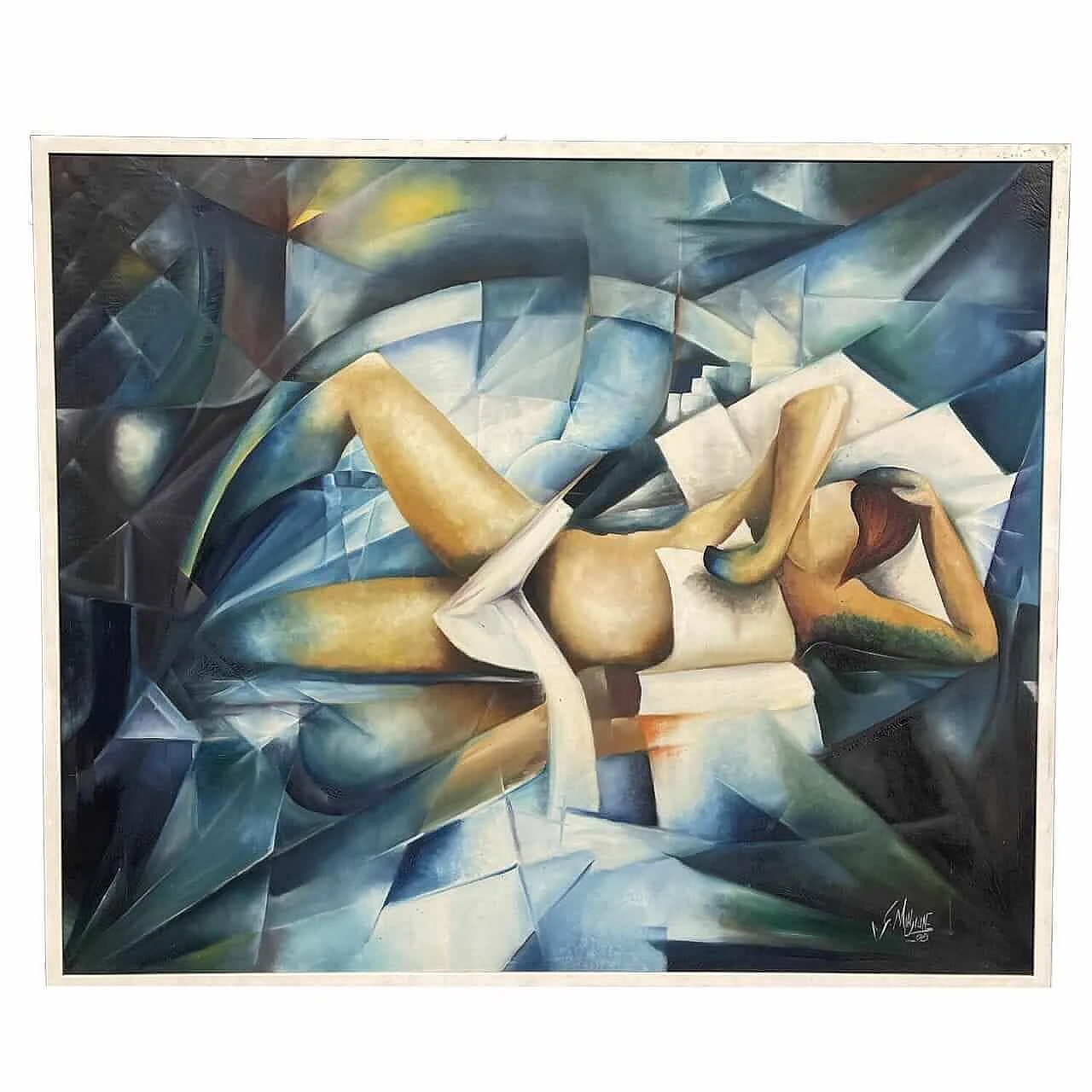 Cubist lying figure, oil painting on canvas, 1971 5