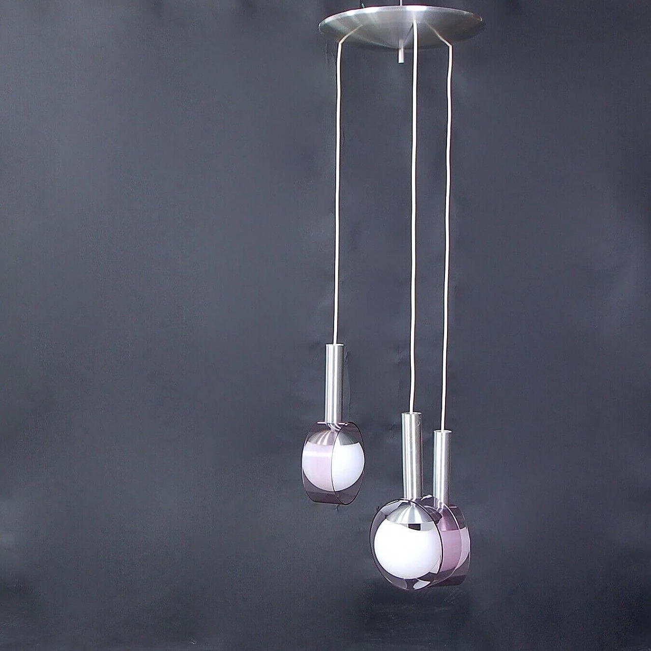 Stilux chandelier with three opaline glass ball pendants, 1960s 1