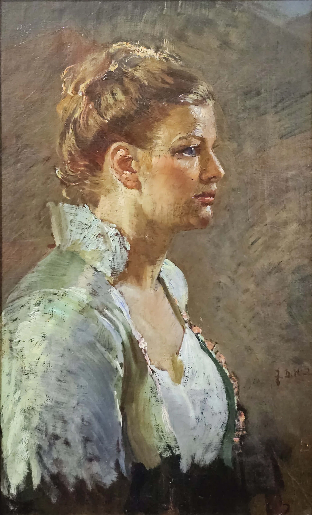 Francesco De Nicola, female portrait, oil painting on canvas, early 20th century 1