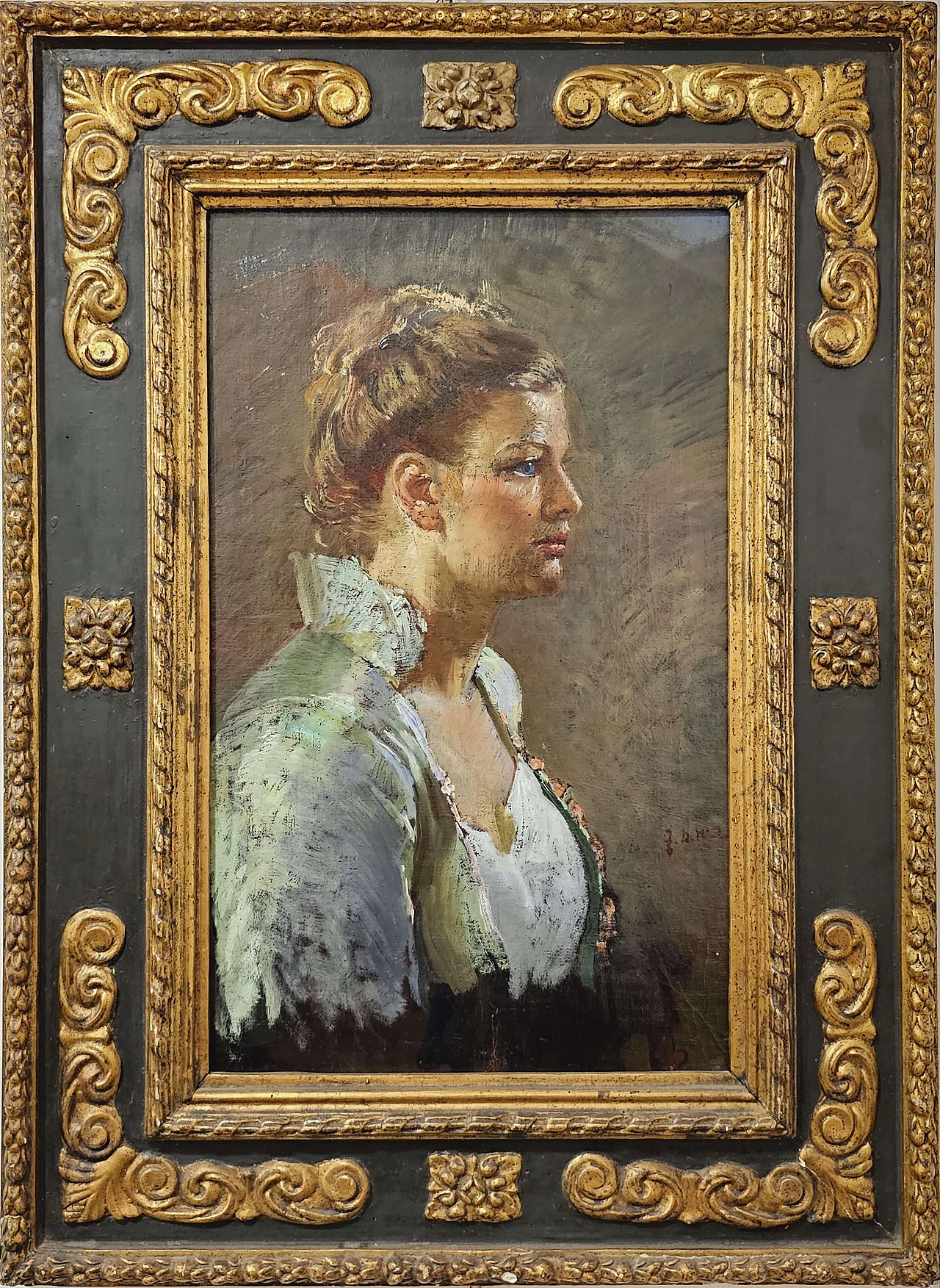 Francesco De Nicola, female portrait, oil painting on canvas, early 20th century 2