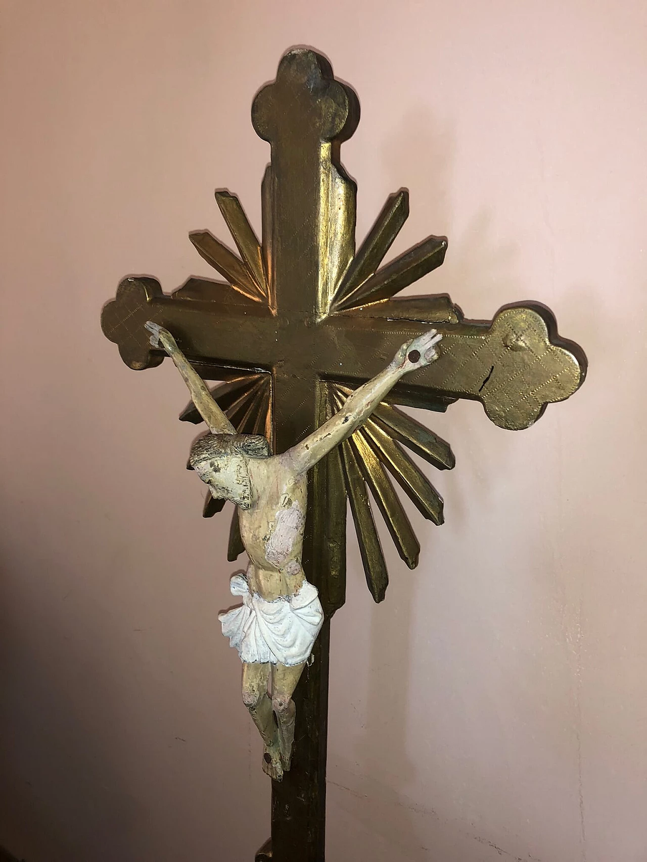 Carved, lacquered, gilded and painted wood crucifix 2