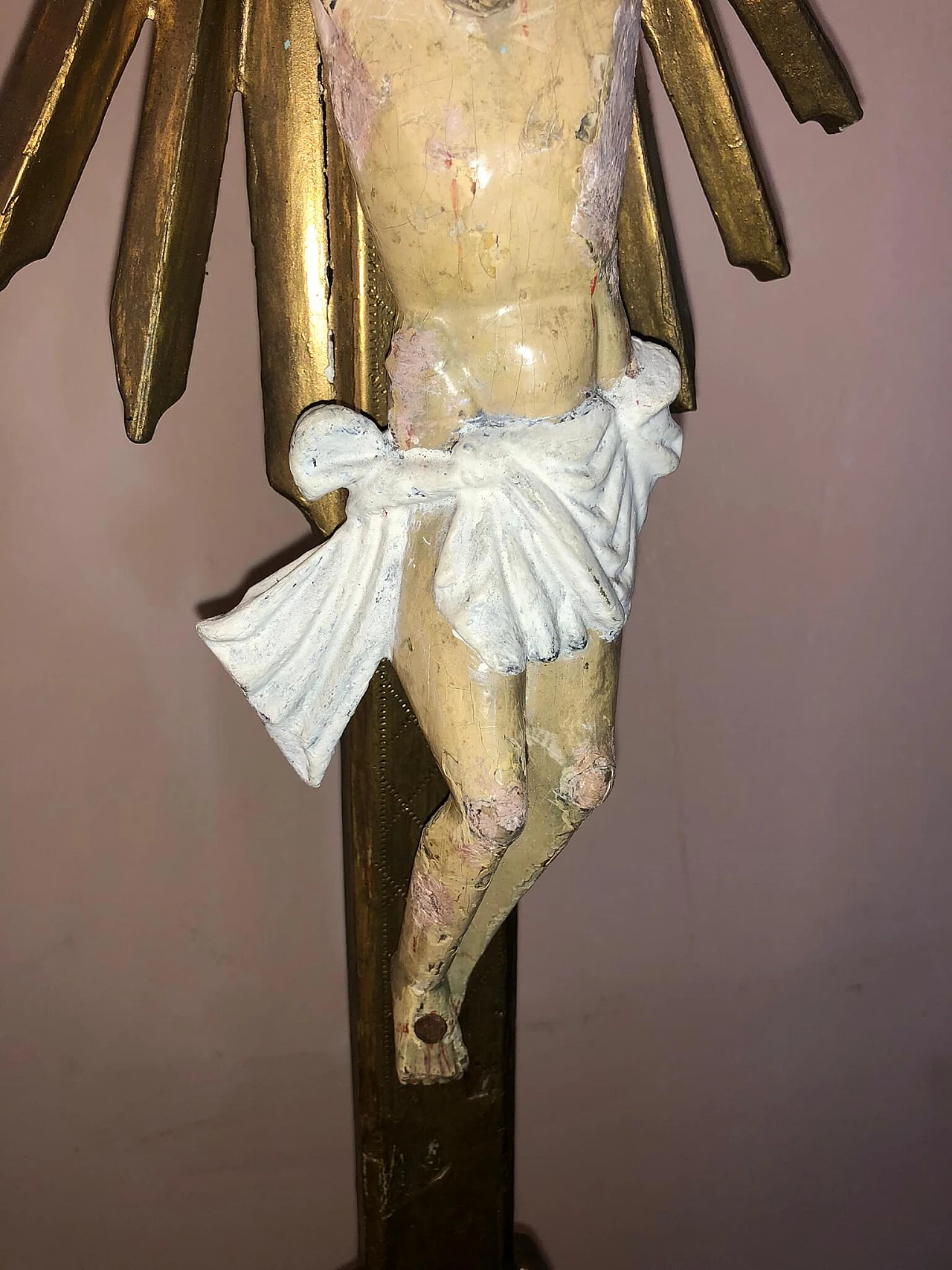 Carved, lacquered, gilded and painted wood crucifix 5