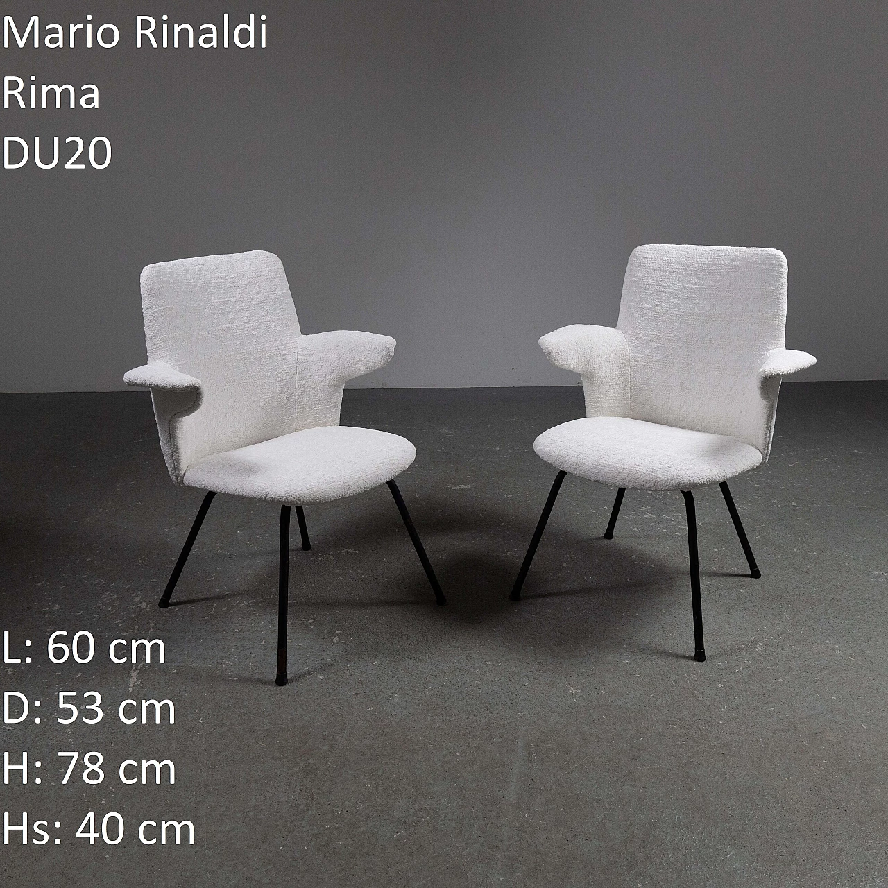 Pair of DU20 armchairs by Mario Rinaldi for Rima, 1950s 3