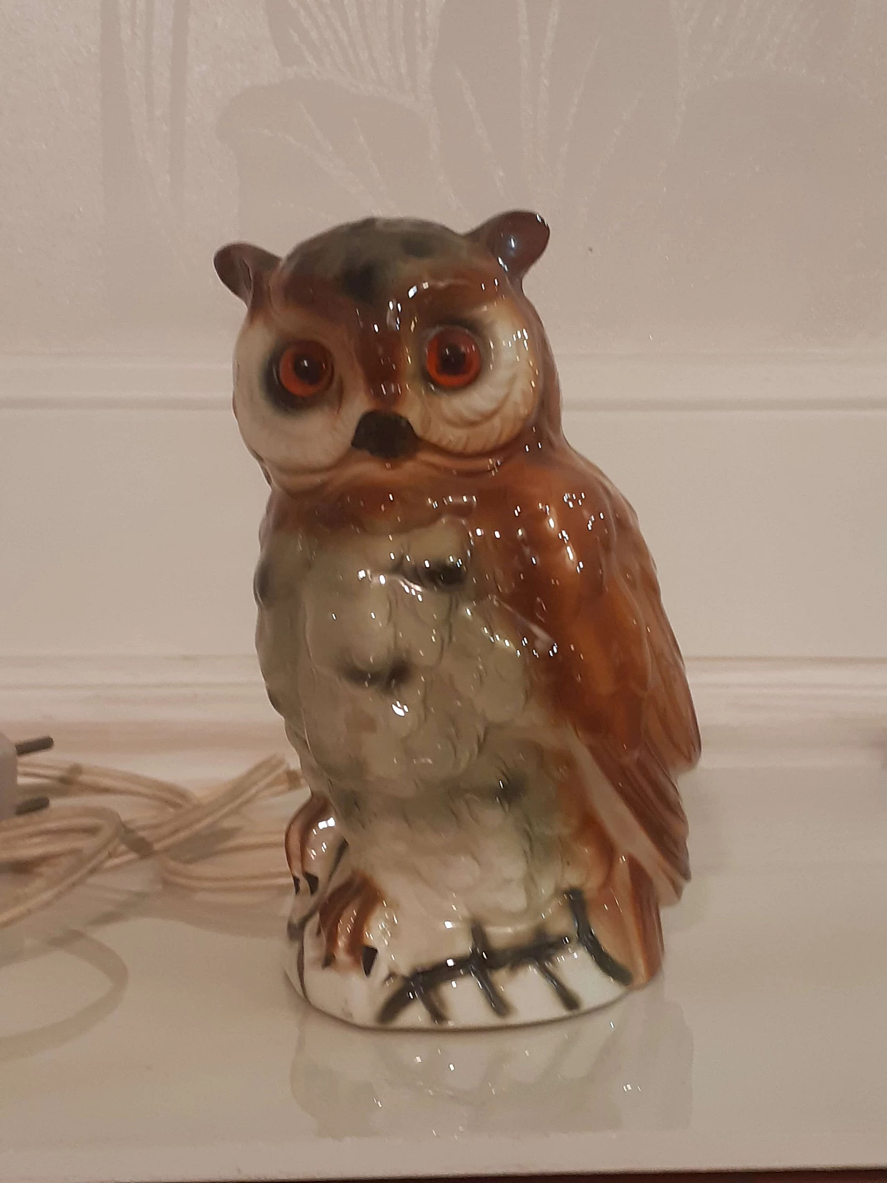 Austrian porcelain owl sculpture with light and perfume diffuser 1