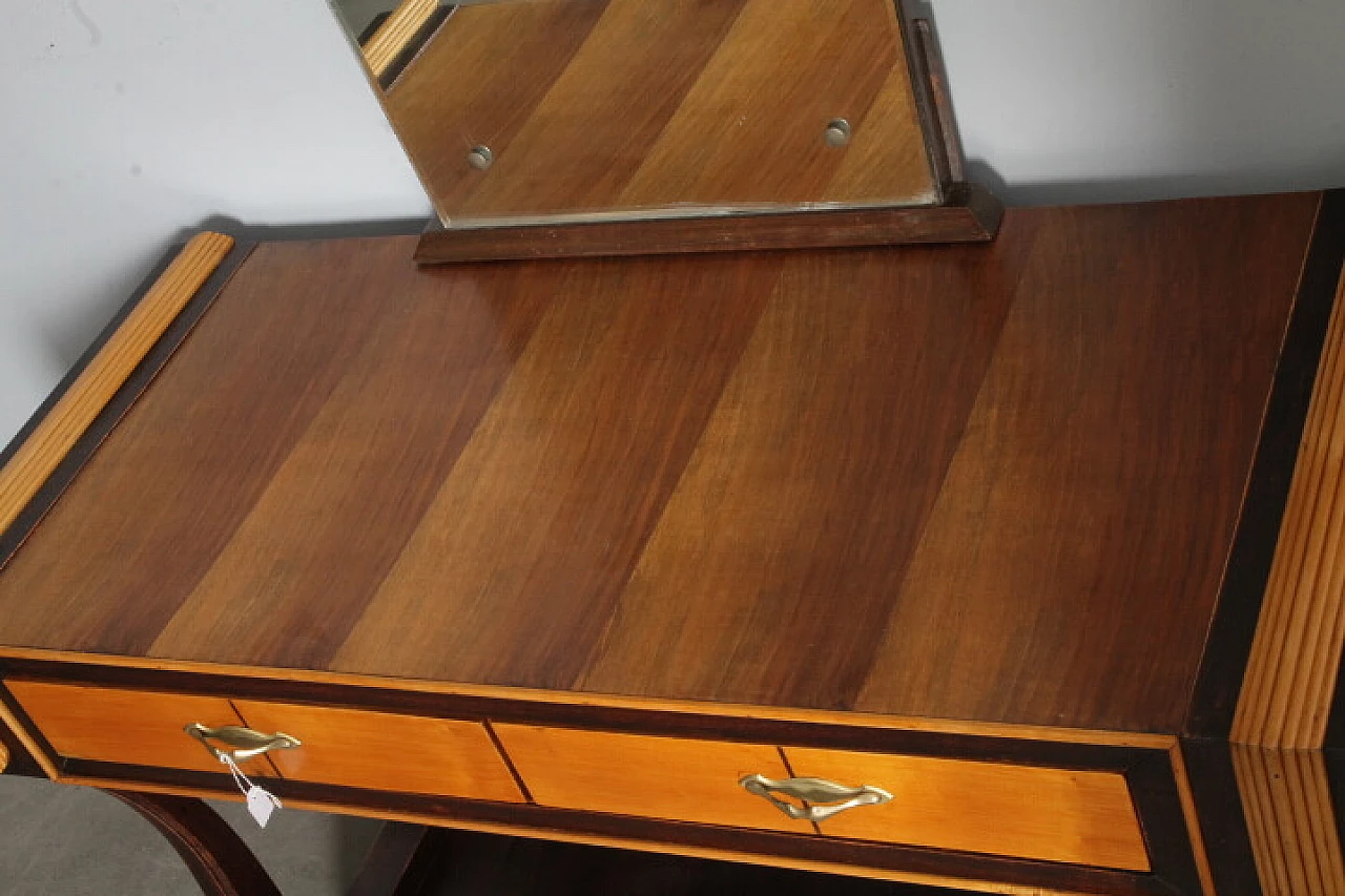 Art Deco vanity table in birch, walnut and mahogany wood, 1940s 6