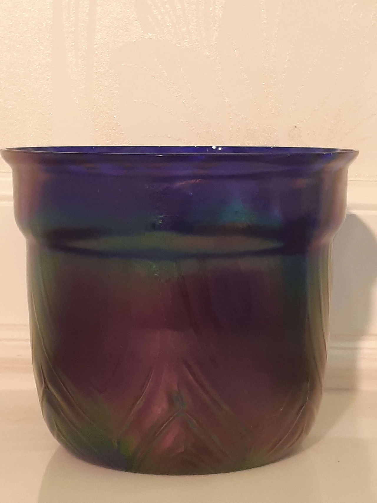 French iridescent blue and purple glass vase, 1930s 5