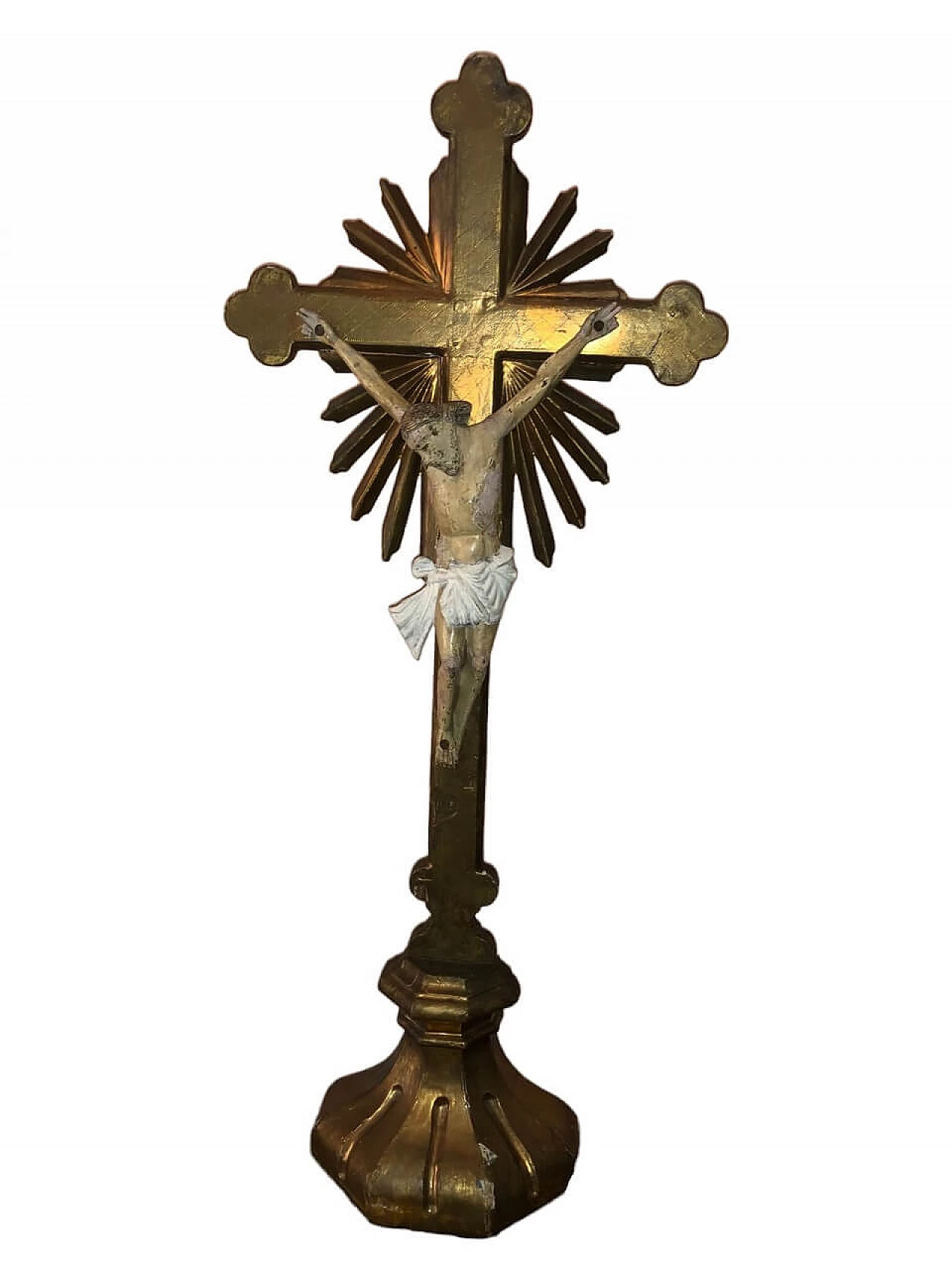 Carved, lacquered, gilded and painted wood crucifix 10