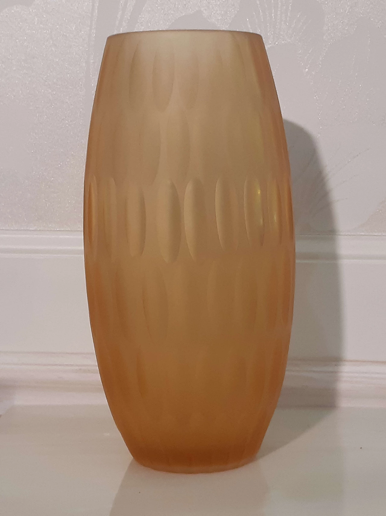 Amber-coloured matt blown glass vase, 1970s 1