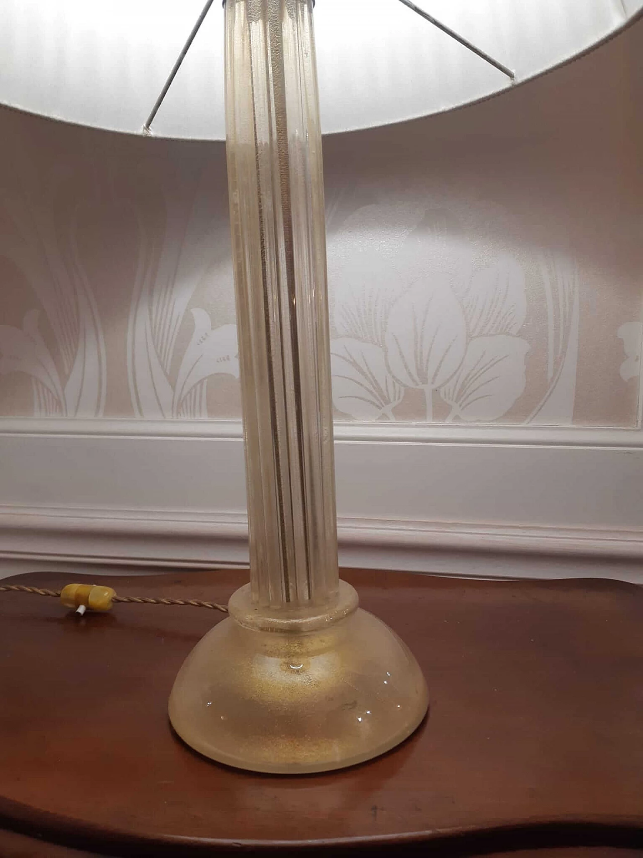 Table lamp with base made of Murano glass canneted with gold powder, 1990s 3