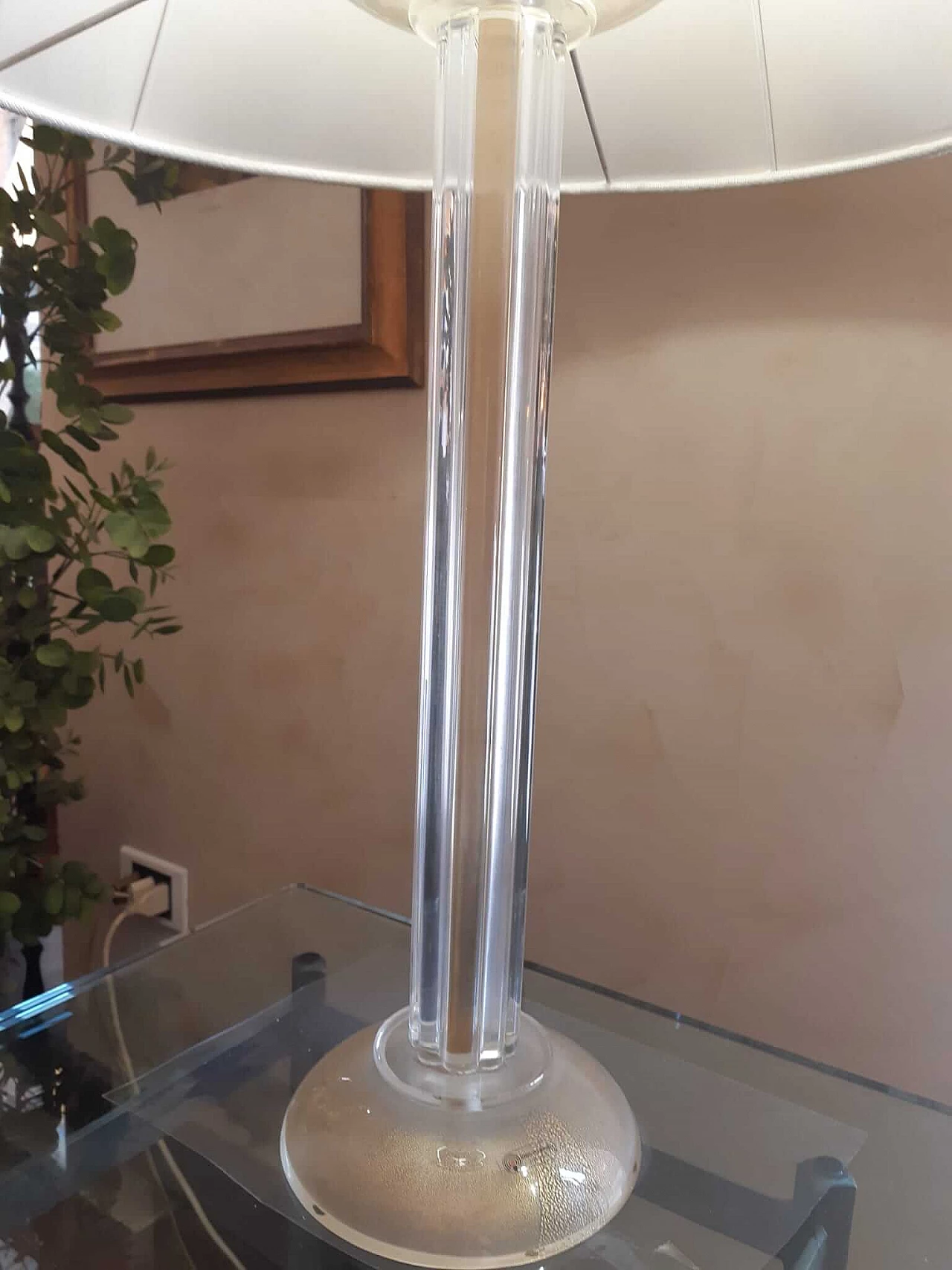 Table lamp with base in Murano glass canneted with gold powder, 1990s 6