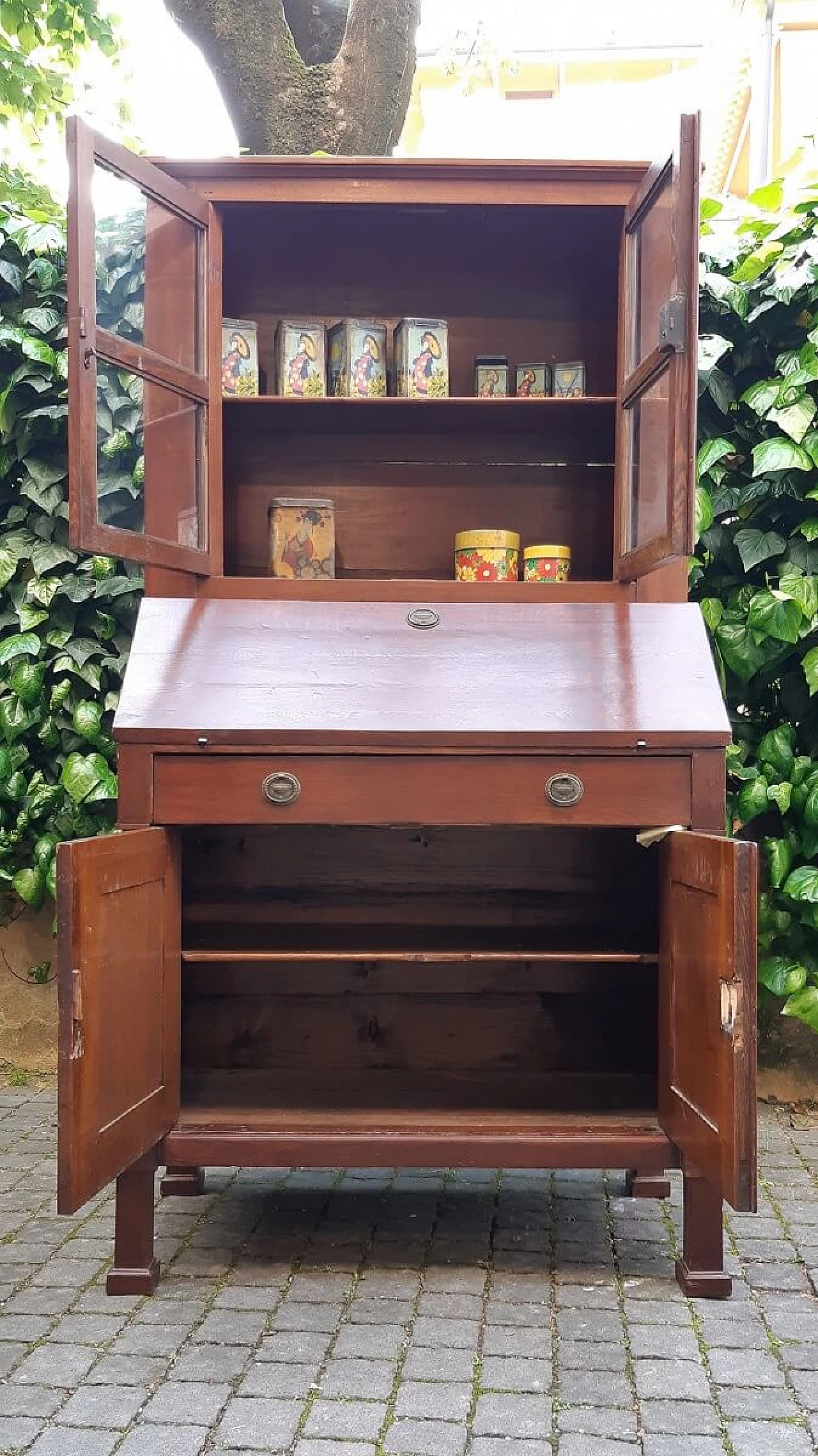 Empire oak trumeau with display case, early 19th century 1