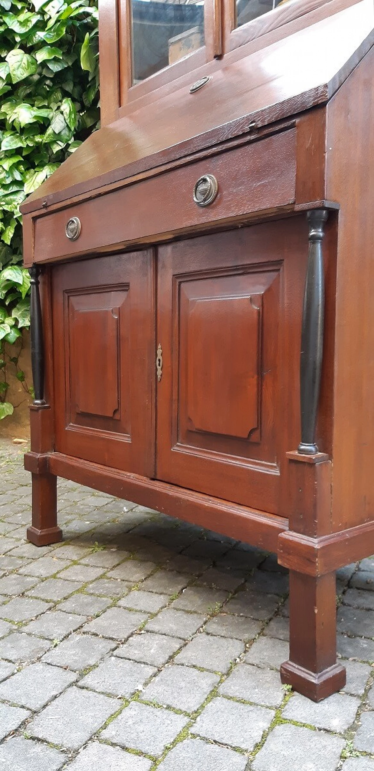 Empire oak trumeau with display case, early 19th century 2