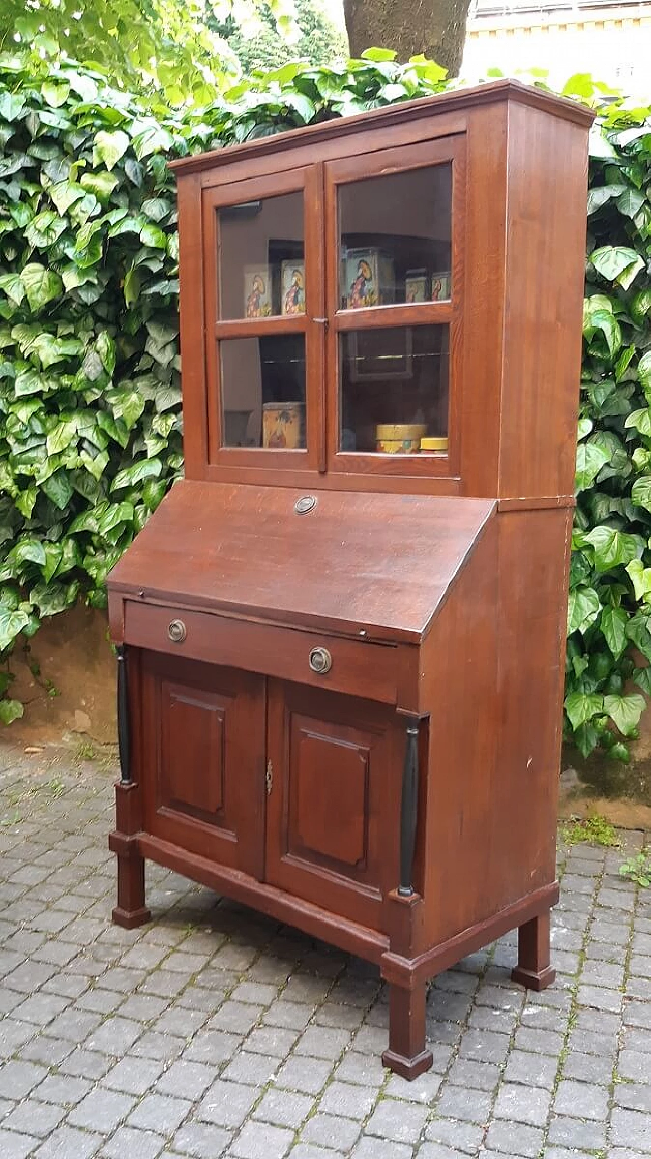 Empire oak trumeau with display case, early 19th century 3