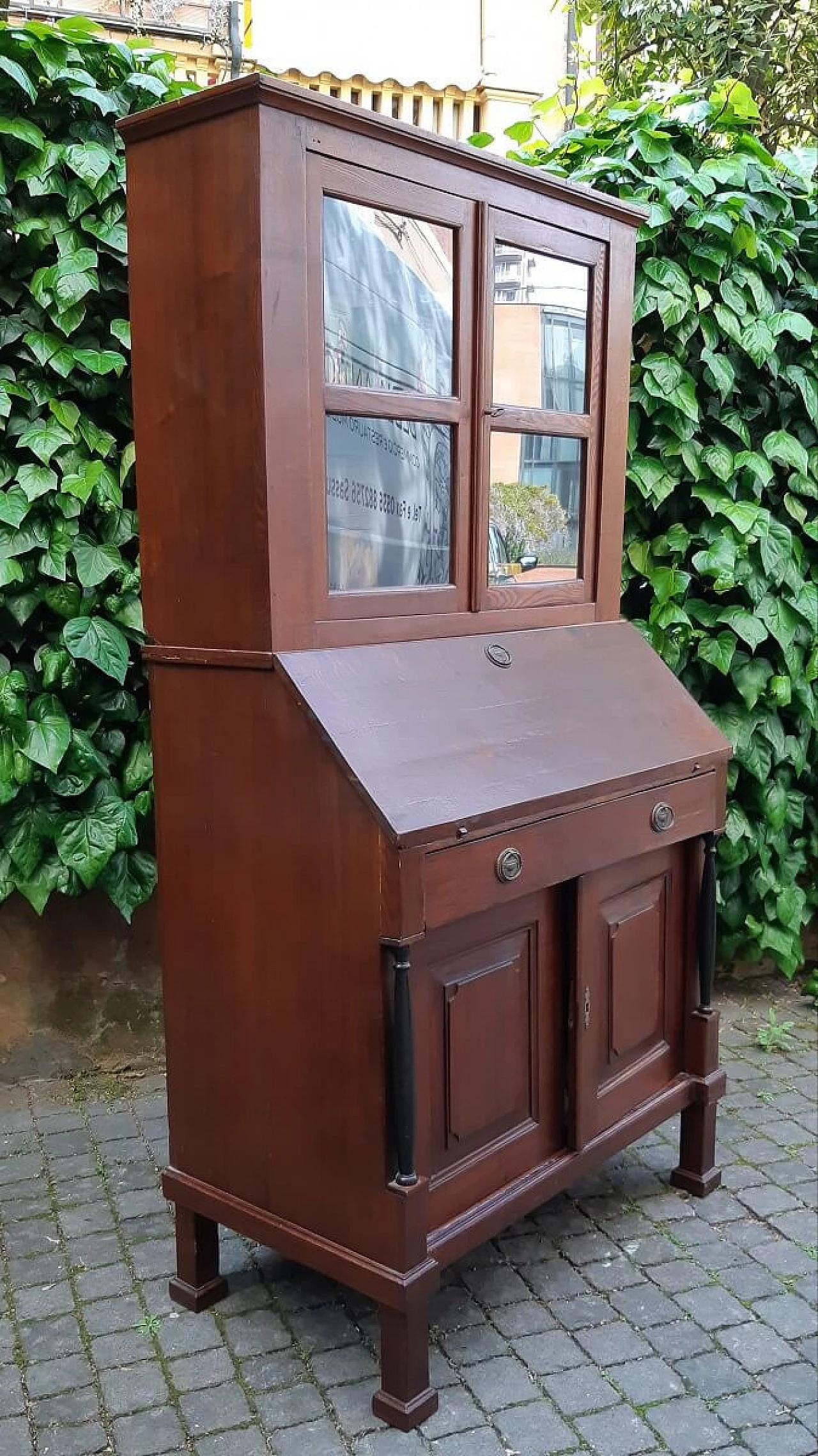 Empire oak trumeau with display case, early 19th century 5