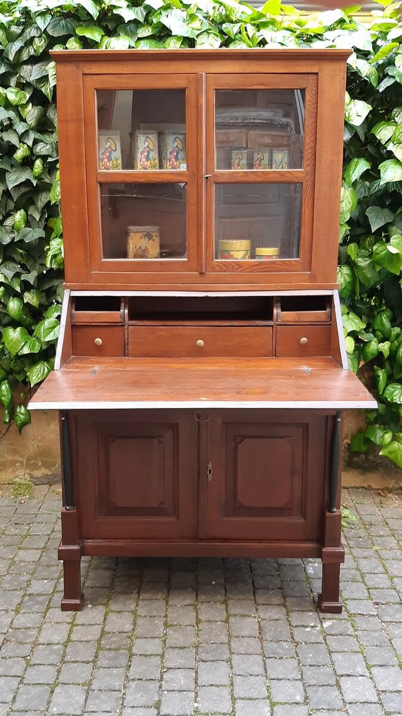 Empire oak trumeau with display case, early 19th century 7