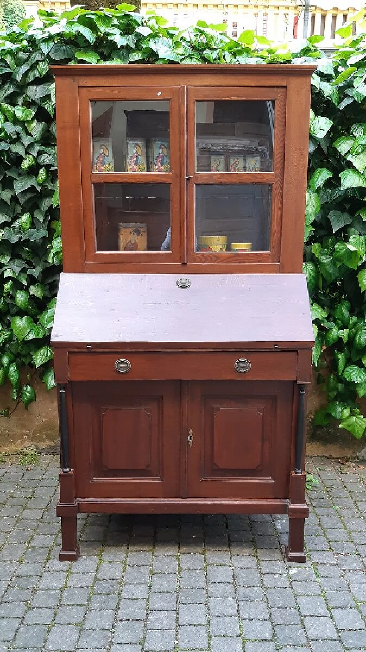 Empire oak trumeau with display case, early 19th century 8