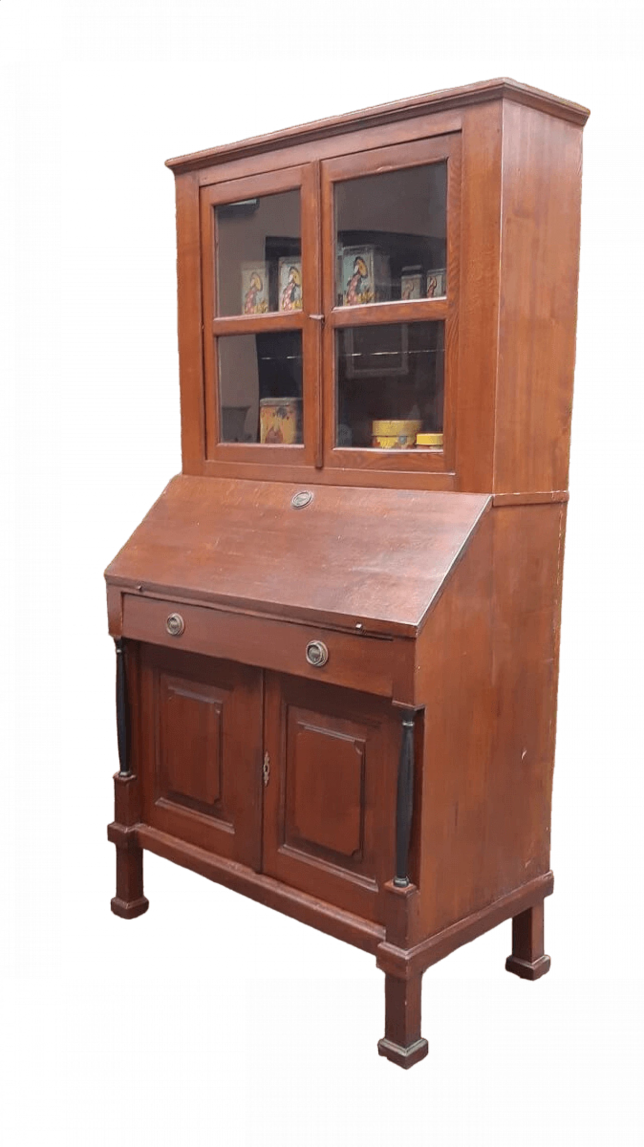 Empire oak trumeau with display case, early 19th century 9