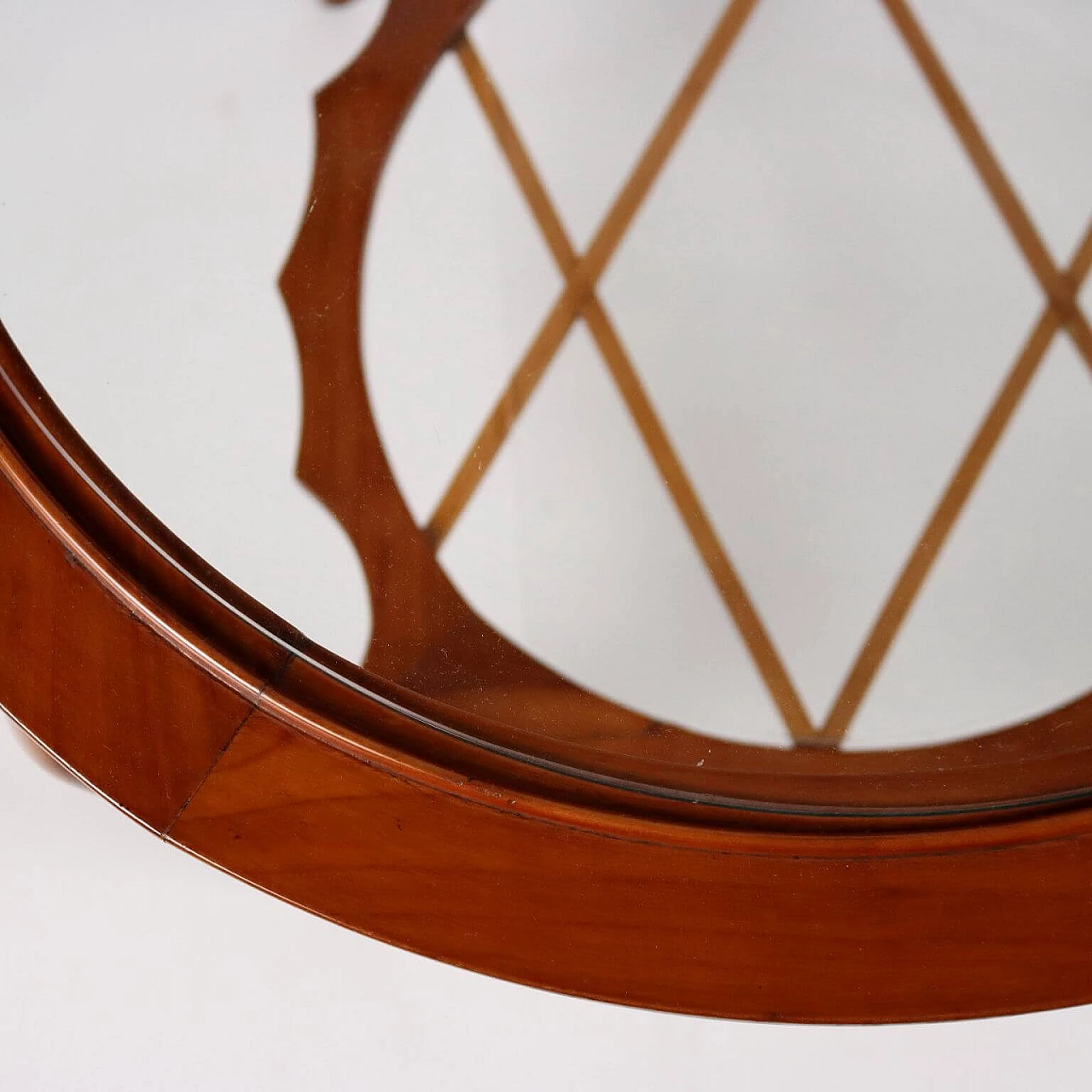 Round coffee table in stained beech with glass top, 1950s 4