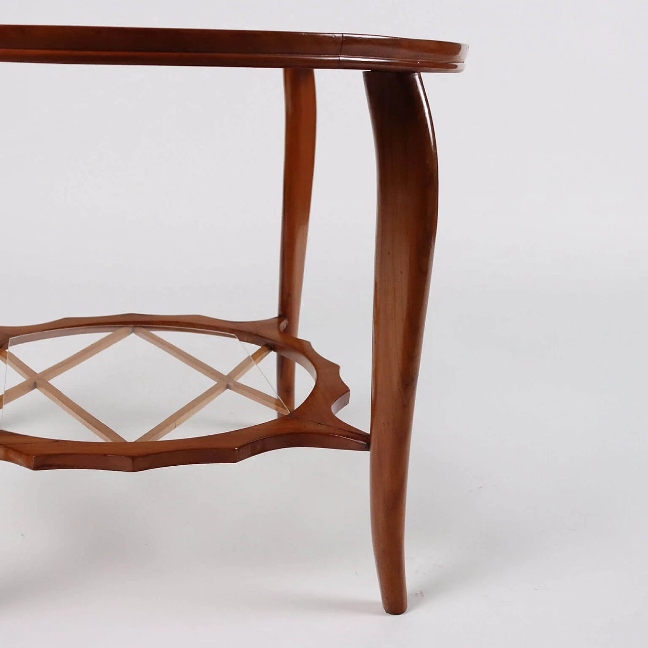 Round coffee table in stained beech with glass top, 1950s 5