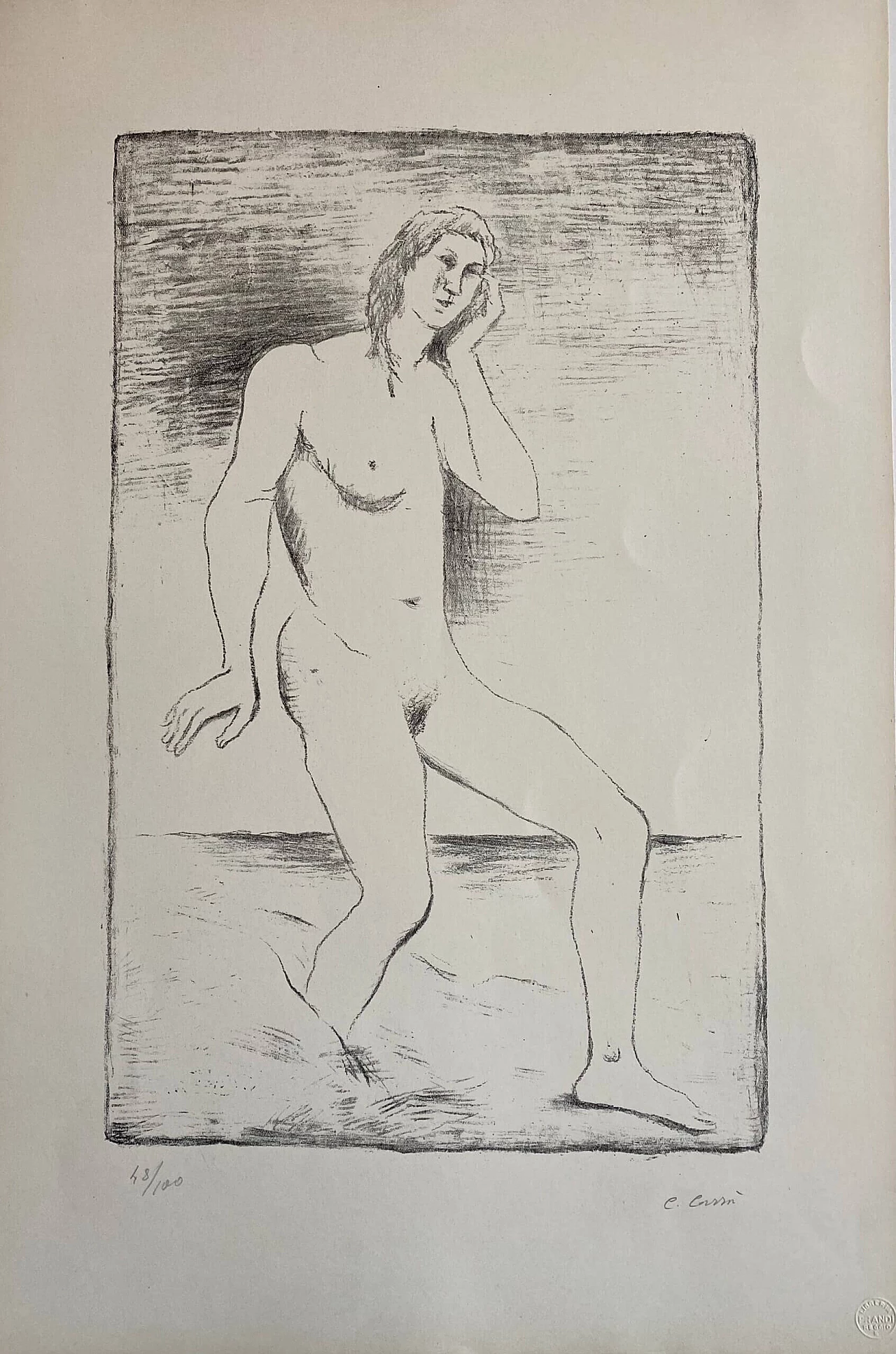 Carlo Carrà, Bather, lithograph on zinc, 1944 1