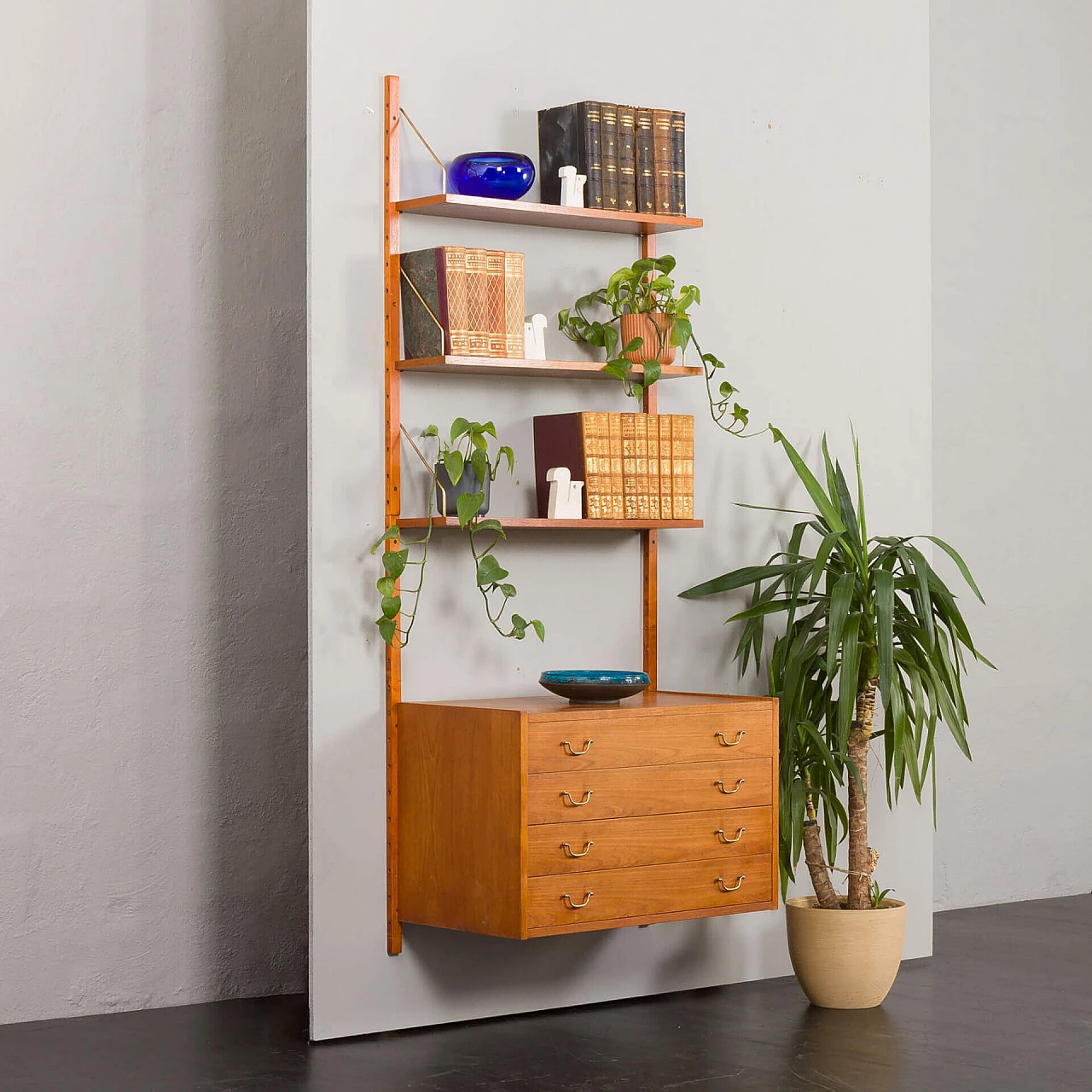 Danish teak and brass bookcase in the style of Poul Cadovius, 1950s 2