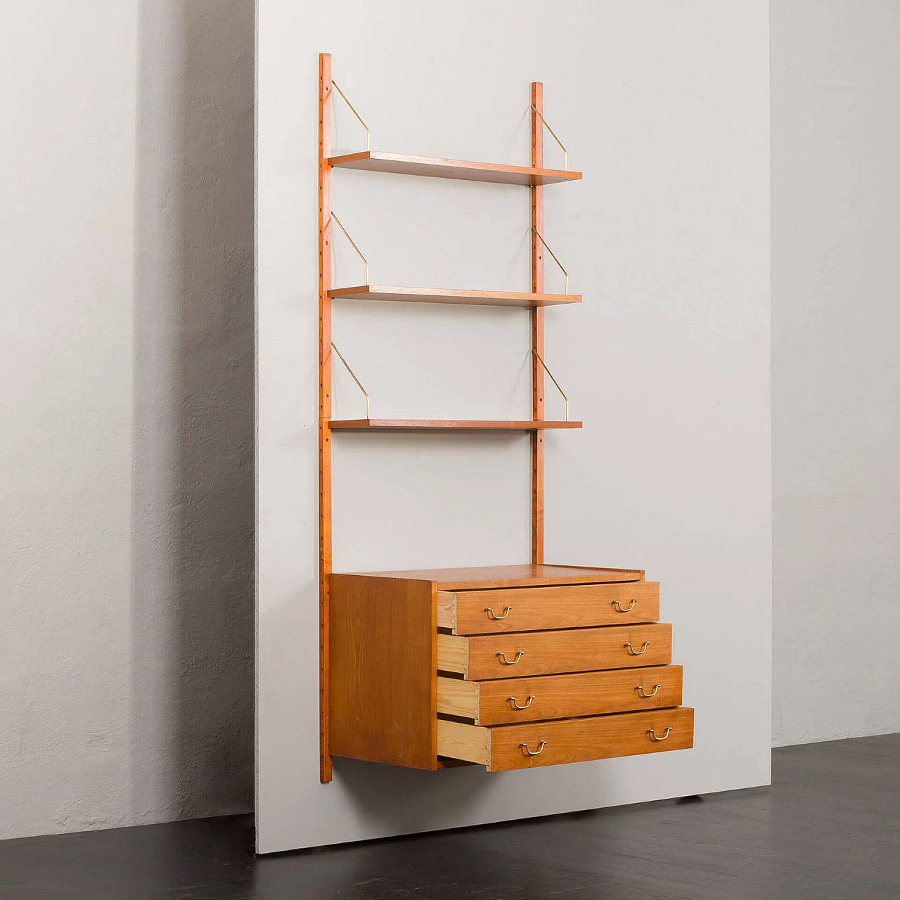 Danish teak and brass bookcase in the style of Poul Cadovius, 1950s 5