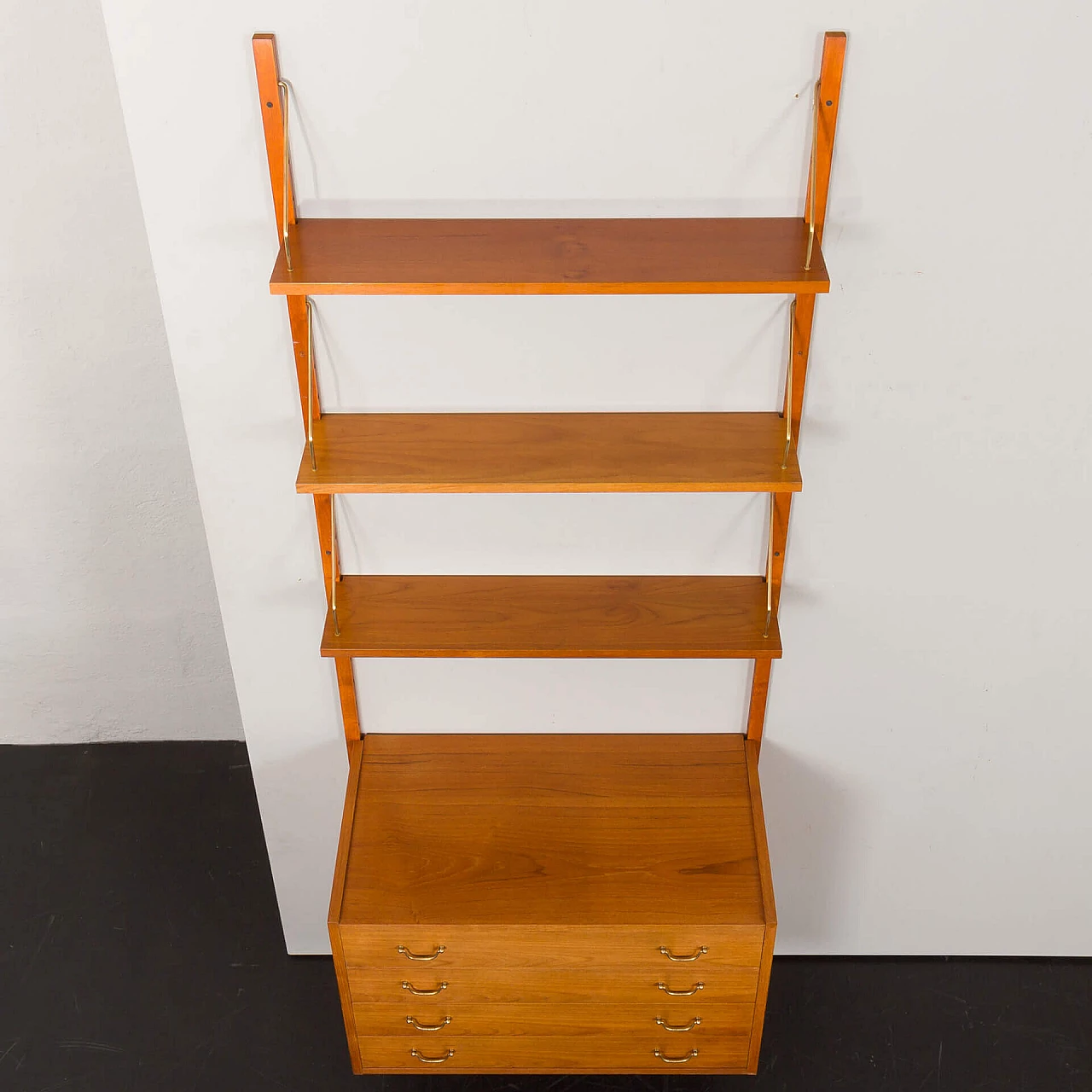 Danish teak and brass bookcase in the style of Poul Cadovius, 1950s 10