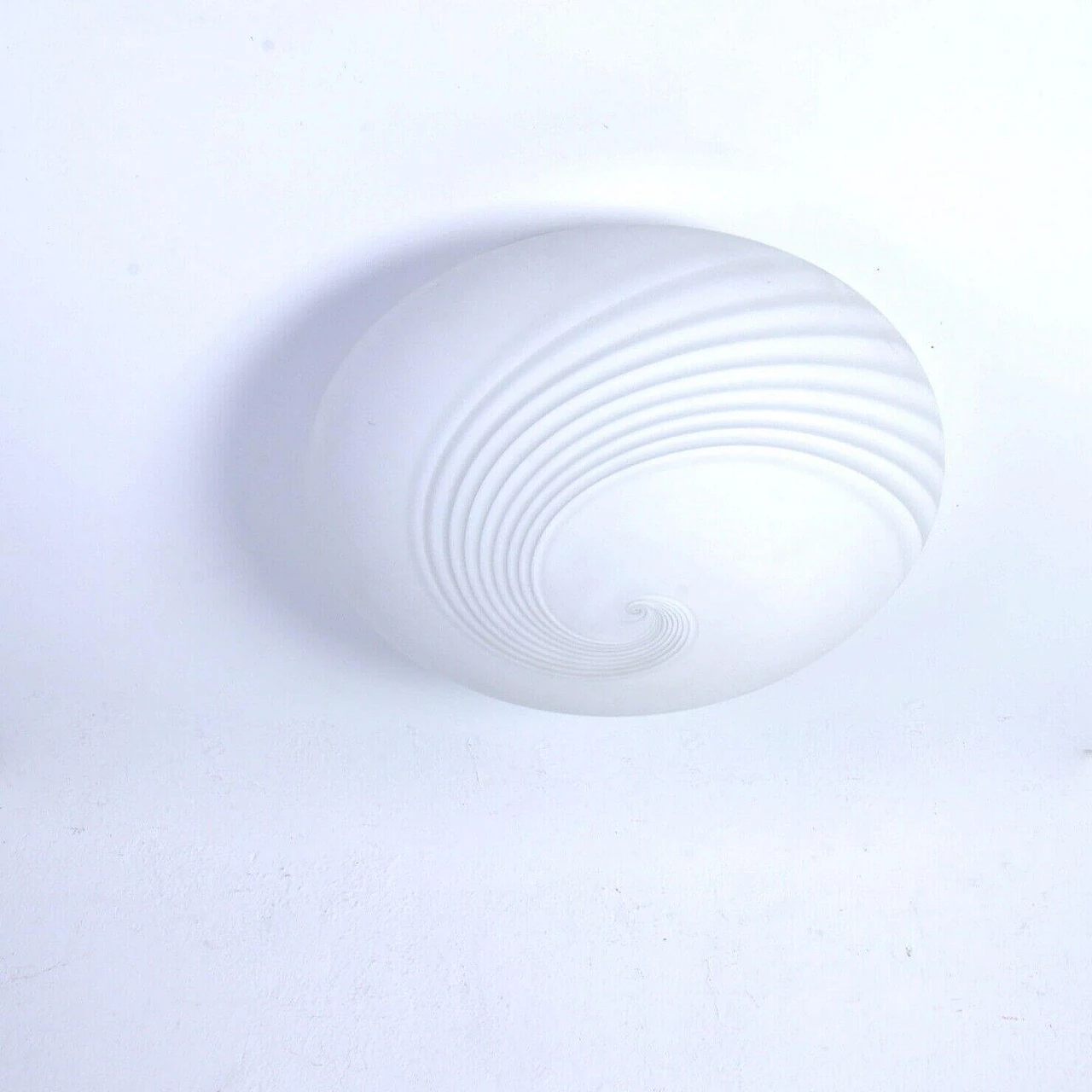 Satin-finished Murano glass ceiling lamp with spiral motif, 1970s 3