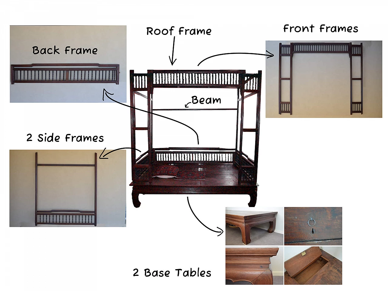 Thai solid teak canopy bed 10