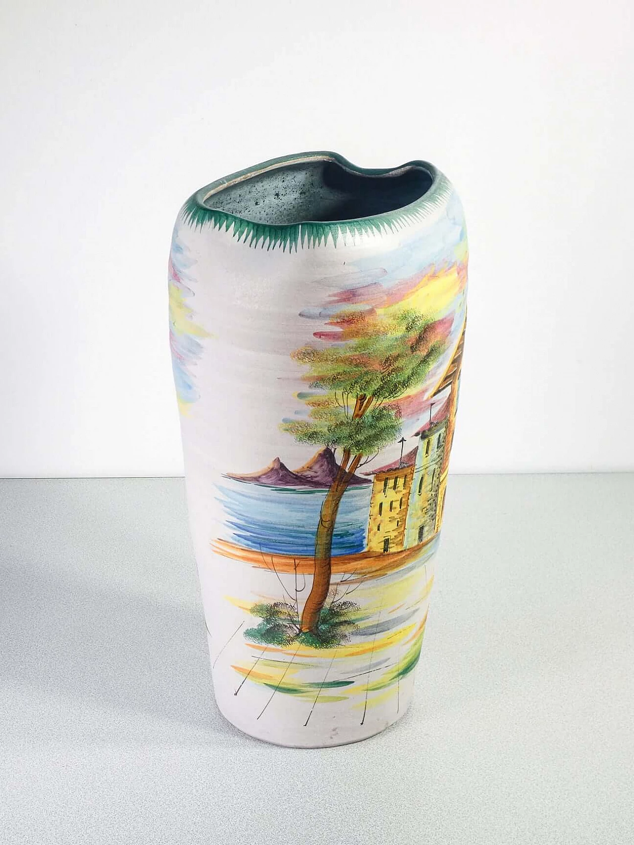 Hand-painted enamelled terracotta umbrella stand 3