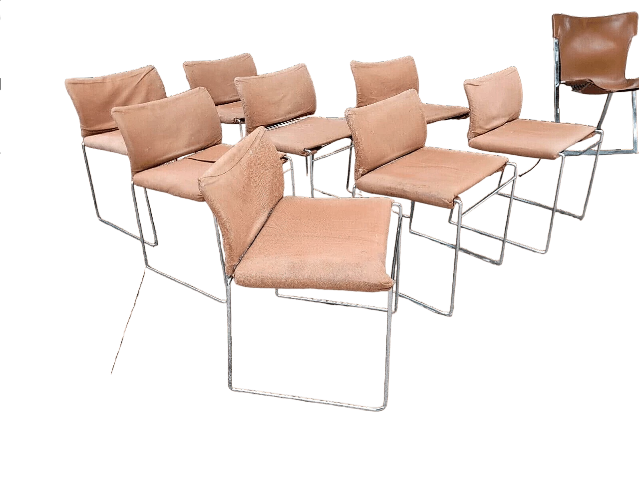 8 metal and fabric chairs by Kazuhide Takahama for Simon Gavina, 1970s 12