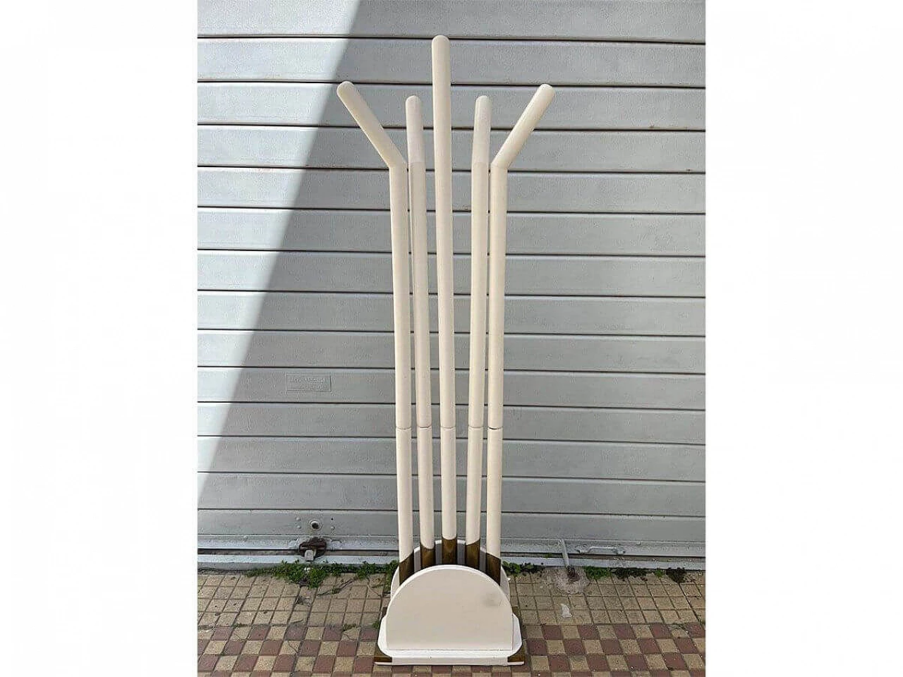 White lacquered wooden coat rack, 1980s 2