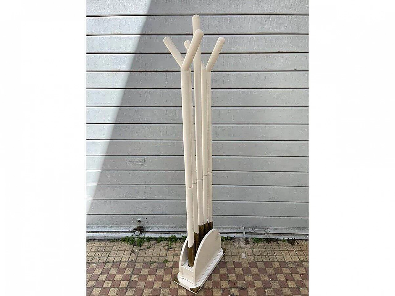 White lacquered wooden coat rack, 1980s 4