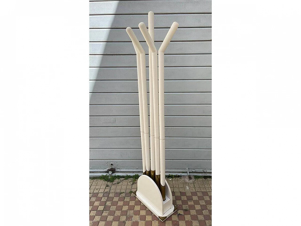 White lacquered wooden coat rack, 1980s 5