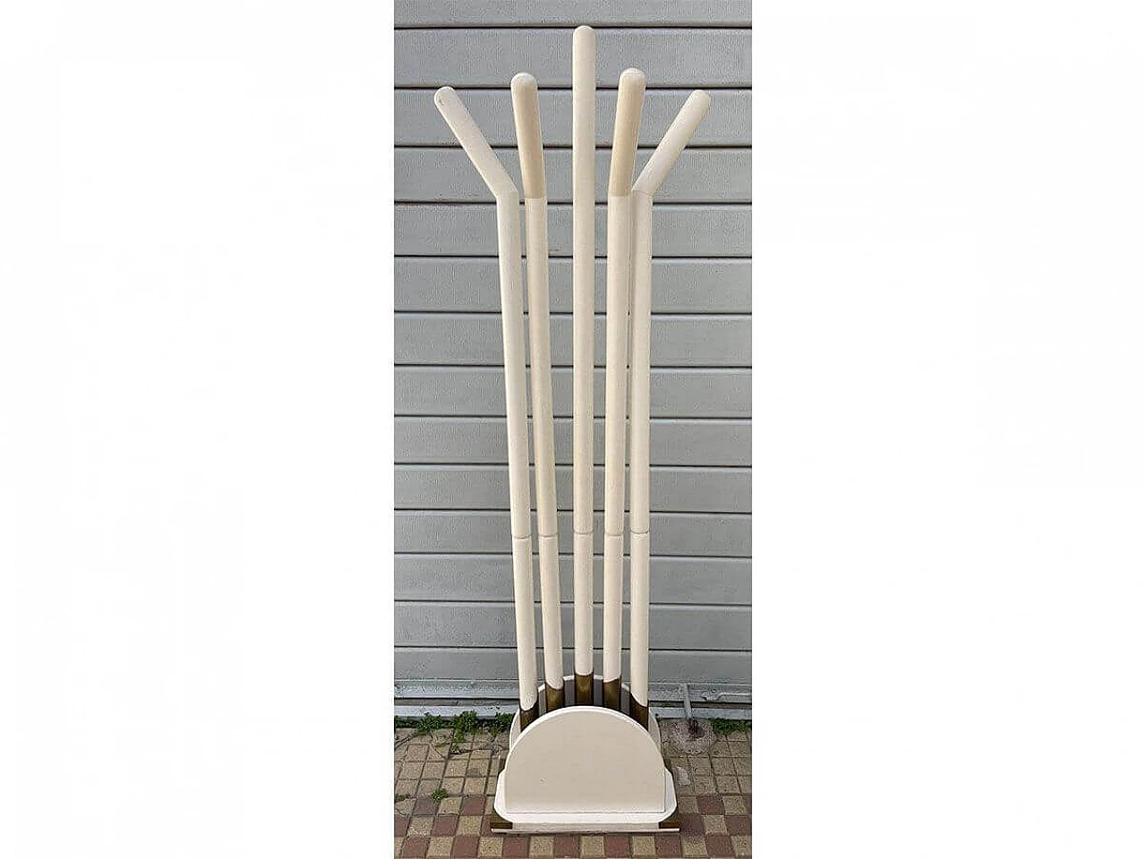 White lacquered wooden coat rack, 1980s 6