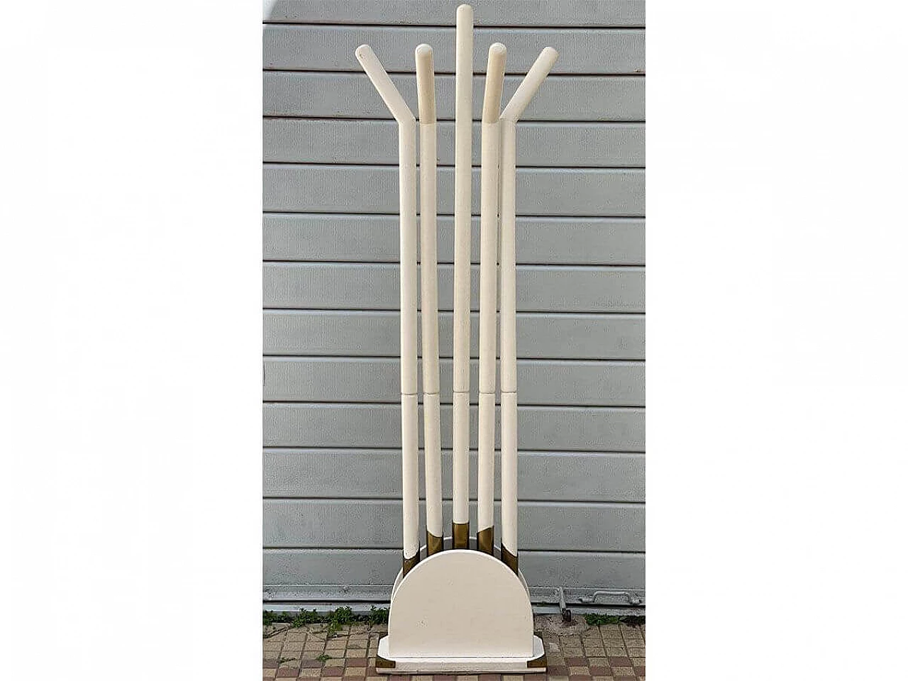 White lacquered wooden coat rack, 1980s 8