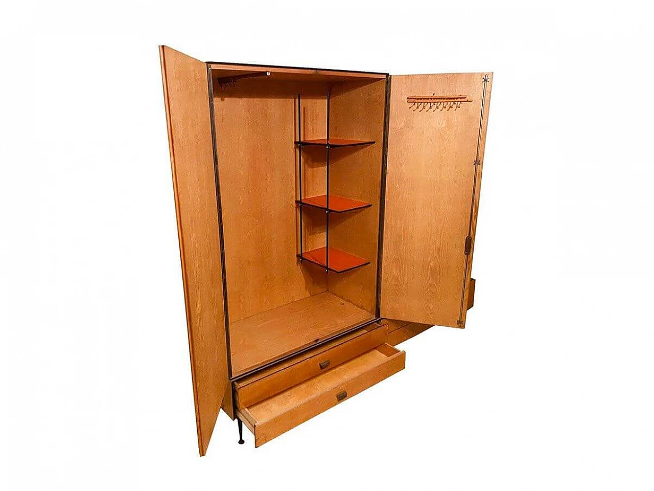 Cabinet with wooden bookcase, 1950s 1