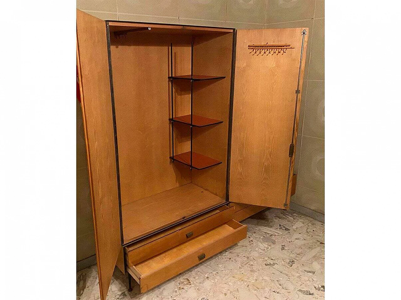 Cabinet with wooden bookcase, 1950s 3