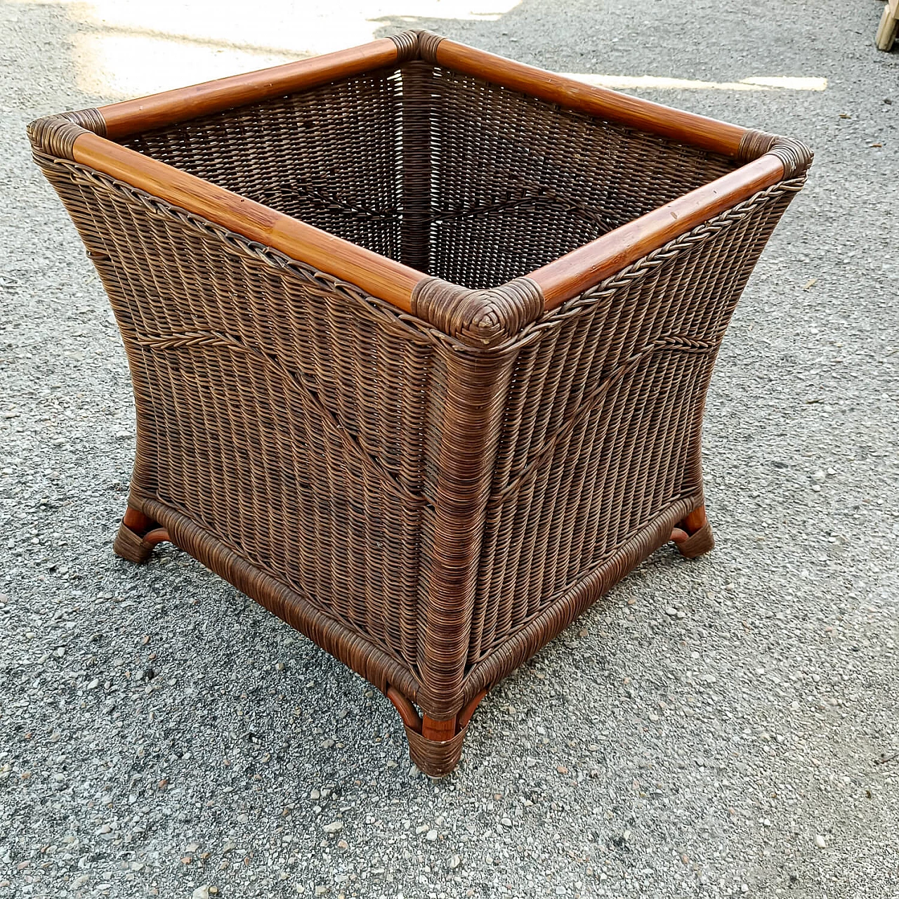 Coloured pot holder made of bamboo and wicker, 1970s 2