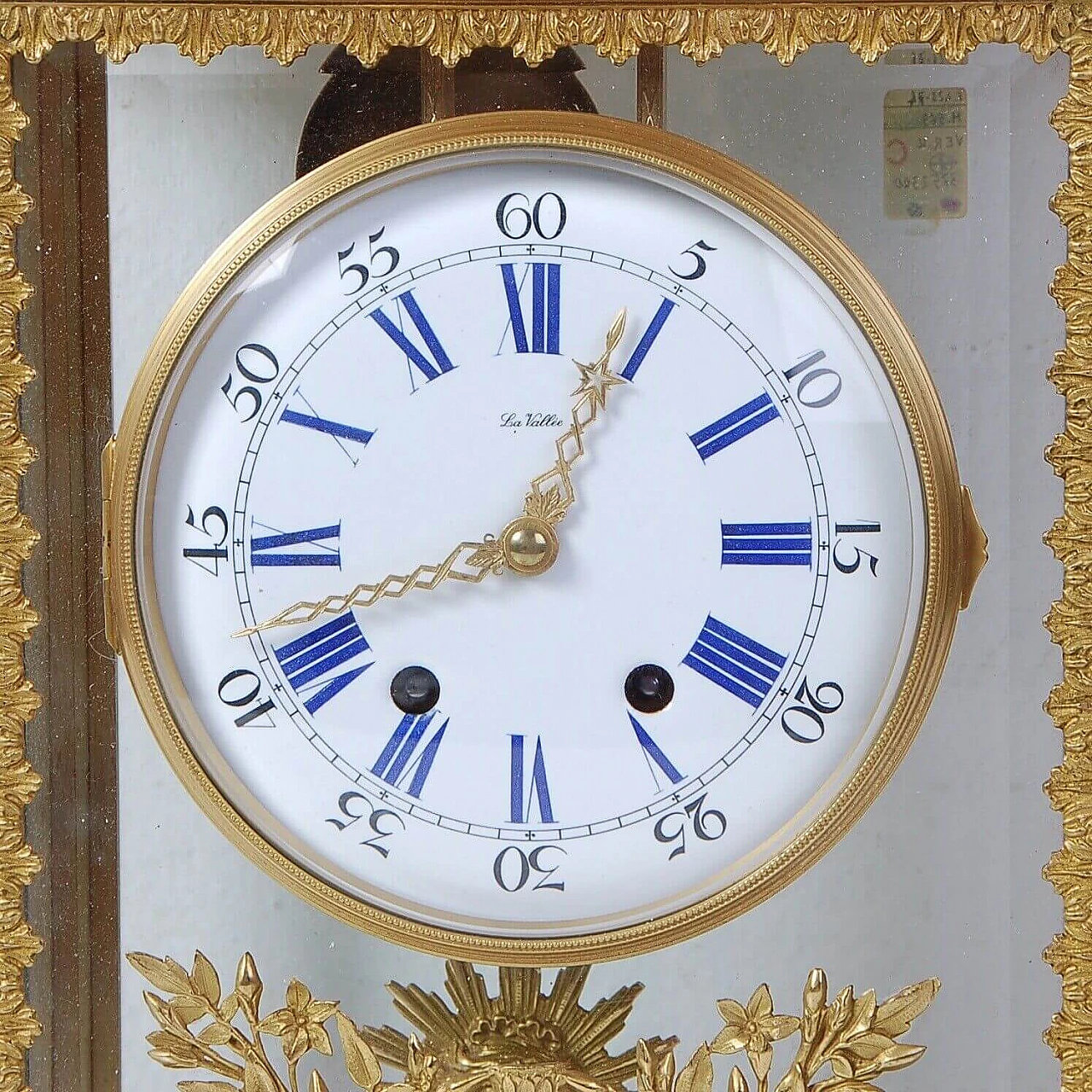 Carrara marble and gilded bronze Empire-style table clock, 1950s 4